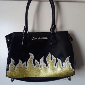 Lux De Ville Yellow And Silver Flames Bag